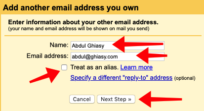 Enter new email information