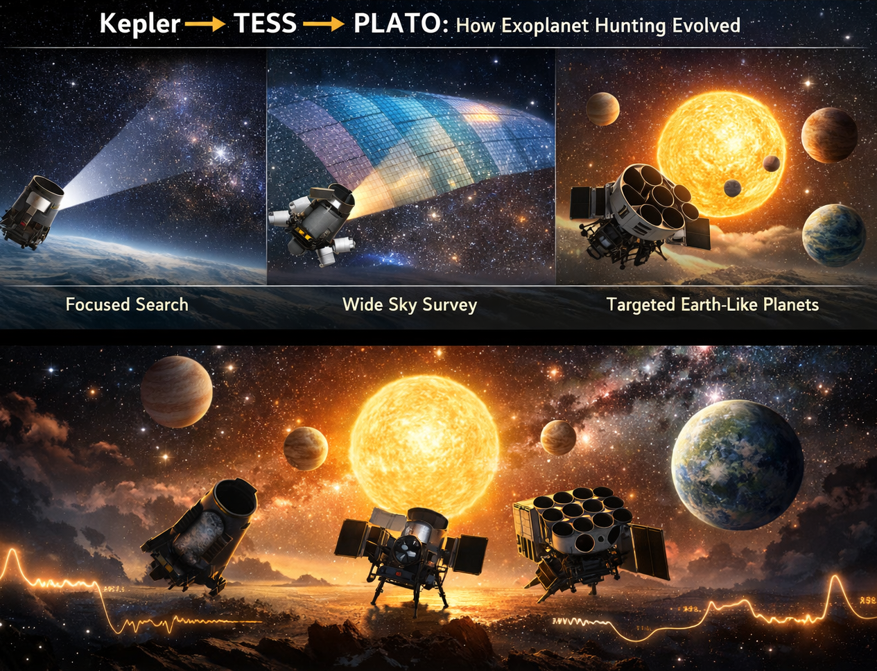 Kepler → TESS → PLATO: how exoplanet hunting evolved